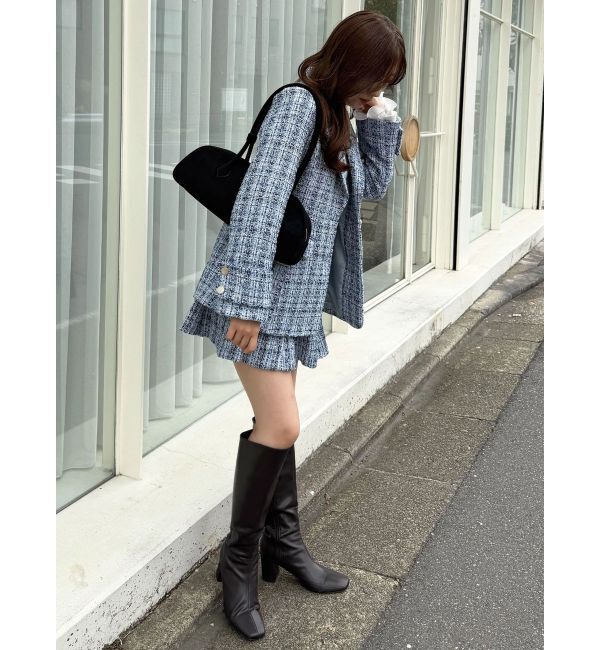 MERCURYDUO「【セットアップ着用可】フィットアンドフレアツイードジャケット」|テーラードジャケット|