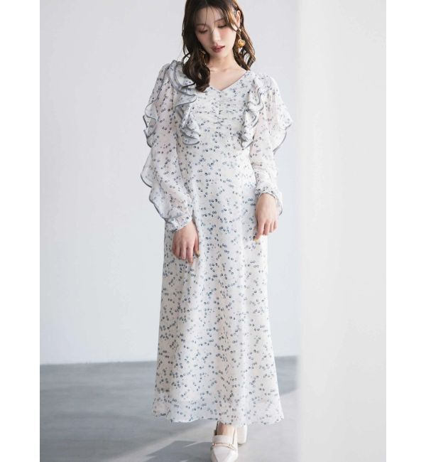 MERCURYDUO「ダブルラッフルバイカラーパイピングワンピース」|ワンピース|