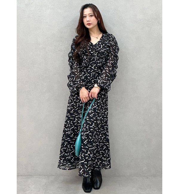 MERCURYDUO「ダブルラッフルバイカラーパイピングワンピース」|ワンピース|