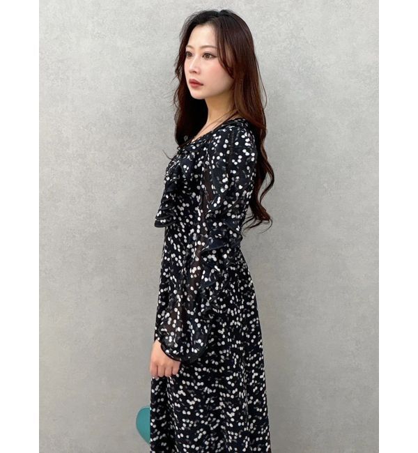 MERCURYDUO「ダブルラッフルバイカラーパイピングワンピース」|ワンピース|