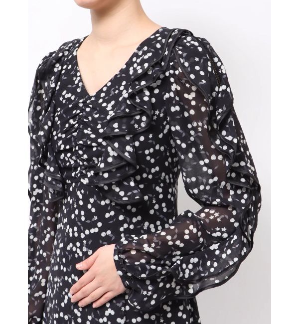 MERCURYDUO「ダブルラッフルバイカラーパイピングワンピース」|ワンピース|