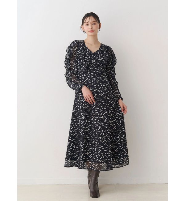 MERCURYDUO「ダブルラッフルバイカラーパイピングワンピース」|ワンピース|