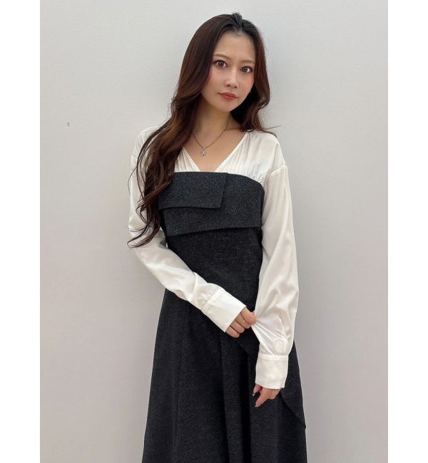 MERCURYDUO「異素材ドッキングラップワンピース」|ワンピース|