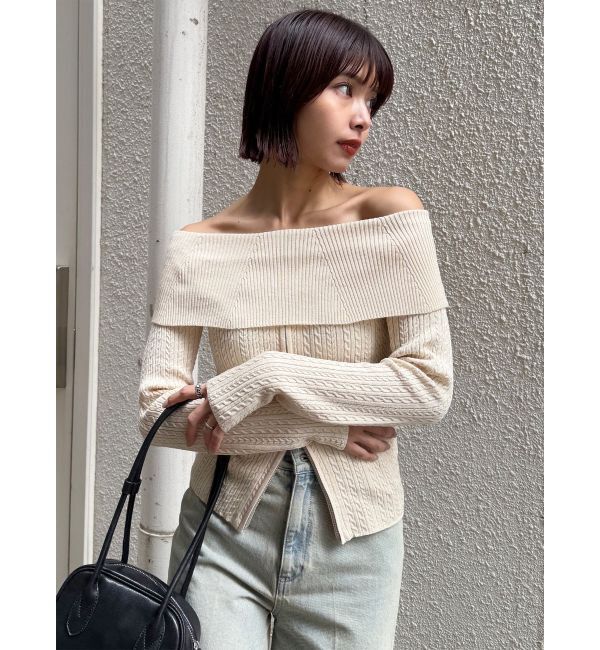 MURUA「オフショルダーケーブルニット」|ニット・セーター|