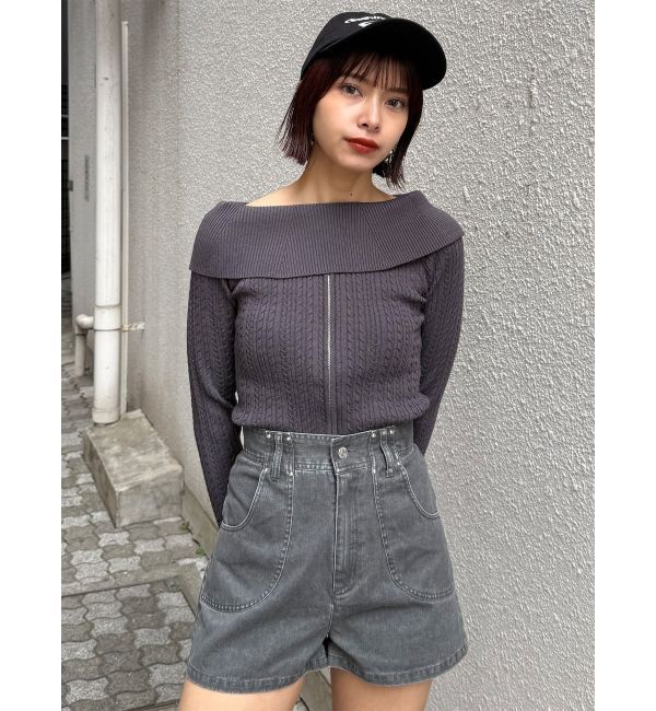 MURUA「オフショルダーケーブルニット」|ニット・セーター|