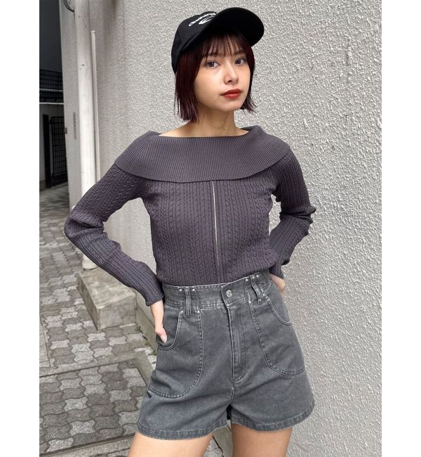 MURUA「オフショルダーケーブルニット」|ニット・セーター|