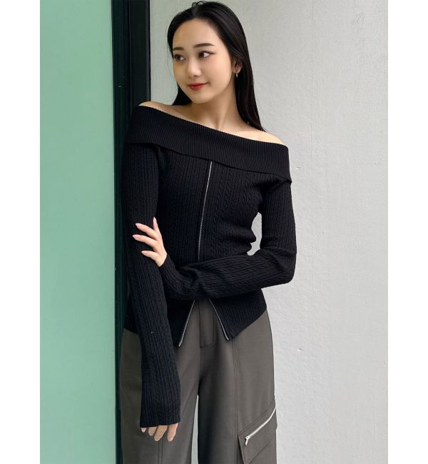 MURUA「オフショルダーケーブルニット」|ニット・セーター|