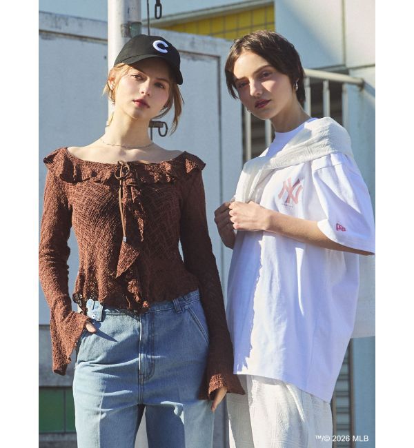 LAGUNAMOON「タイルパターンレースダブルジャケット」|テーラードジャケット|