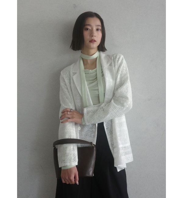LAGUNAMOON「タイルパターンレースダブルジャケット」|テーラードジャケット|