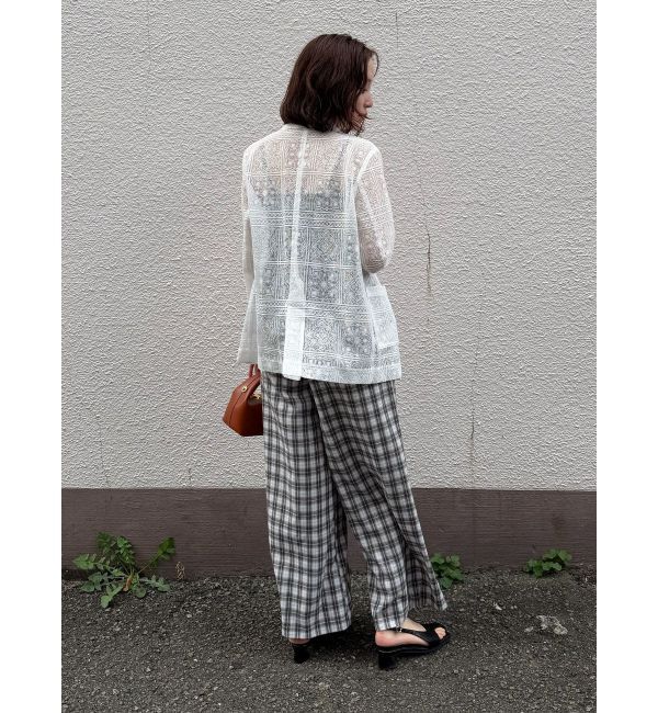 LAGUNAMOON「タイルパターンレースダブルジャケット」|テーラードジャケット|