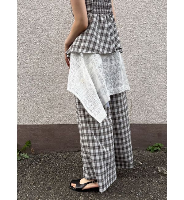 LAGUNAMOON「タイルパターンレースダブルジャケット」|テーラードジャケット|