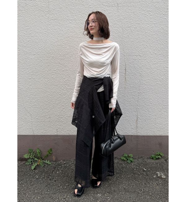 LAGUNAMOON「タイルパターンレースダブルジャケット」|テーラードジャケット|