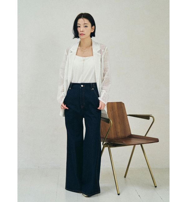 LAGUNAMOON「タイルパターンレースダブルジャケット」|テーラードジャケット|