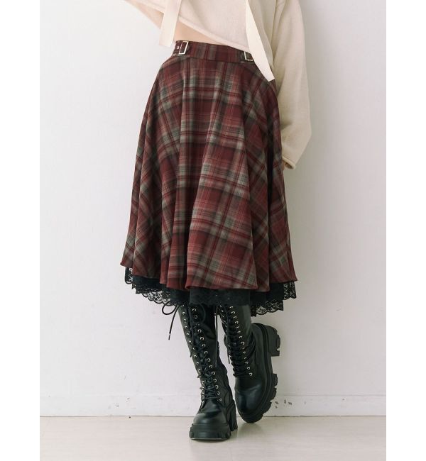 jouetie「パターンベルトフレアスカート【セットアップ対応】」|スカート|レッド