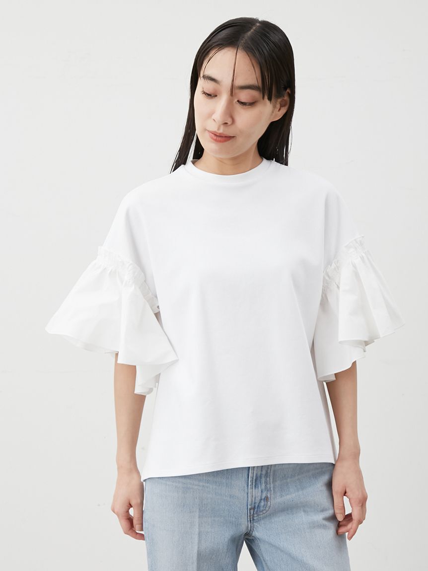 Mila Owen「スリーブデザインカットドッキングトップス」|Tシャツ・カットソー|