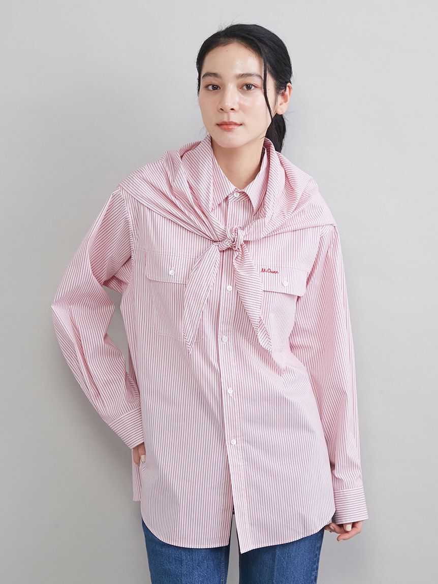 Mila Owen「スカーフ付きストライプワークシャツ」|シャツ・ブラウス|