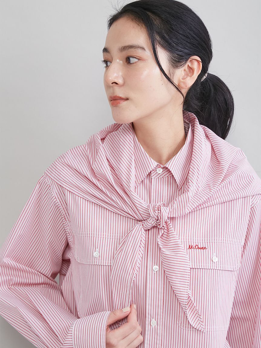 Mila Owen「スカーフ付きストライプワークシャツ」|シャツ・ブラウス|