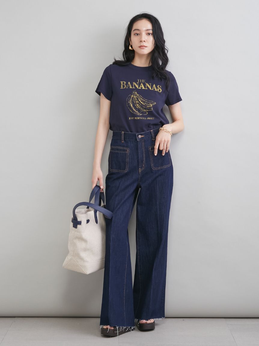 Mila Owen「玉縁ポケットセミフレアデニムパンツ」|デニム|