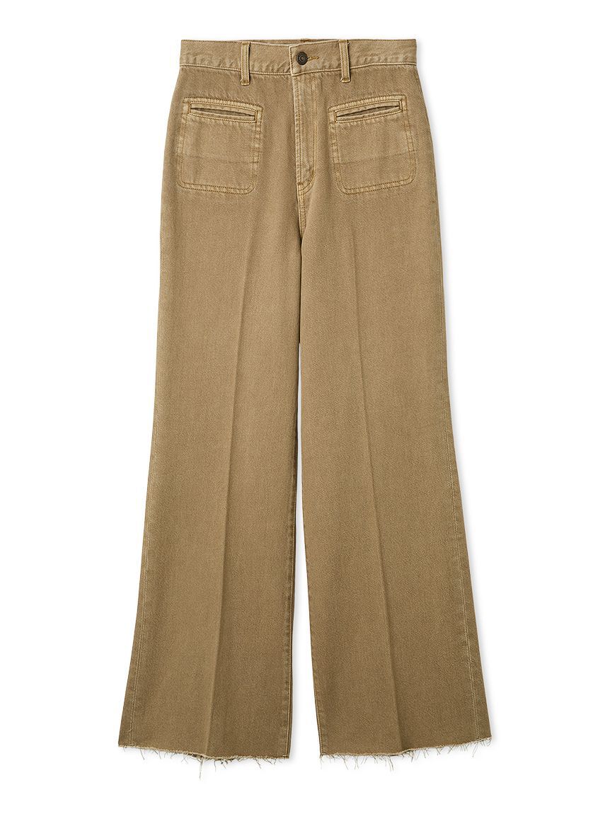 Mila Owen「玉縁ポケットセミフレアデニムパンツ」|デニム|