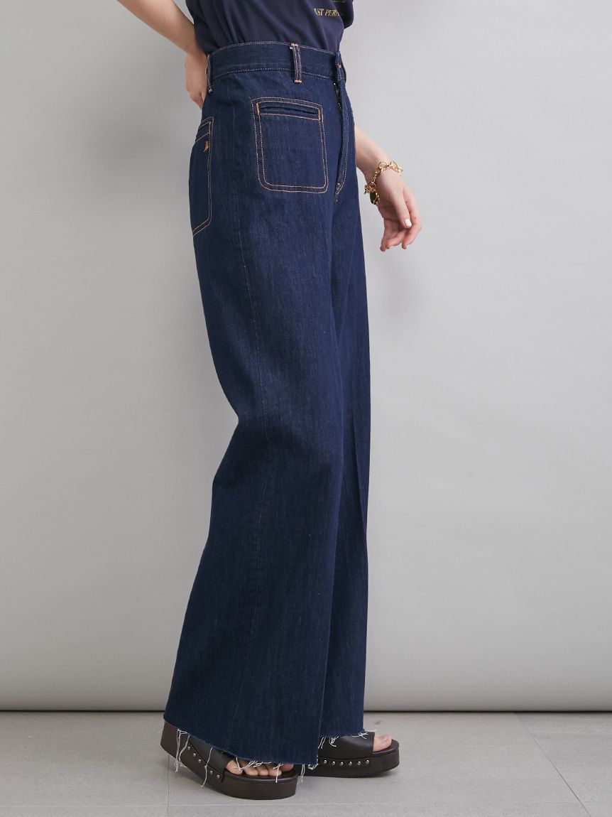 Mila Owen「玉縁ポケットセミフレアデニムパンツ」|デニム|