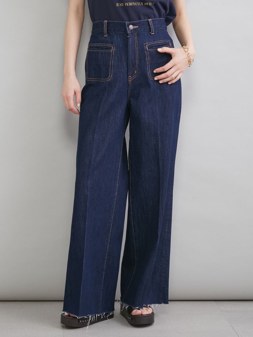 Mila Owen「玉縁ポケットセミフレアデニムパンツ」|デニム|IND