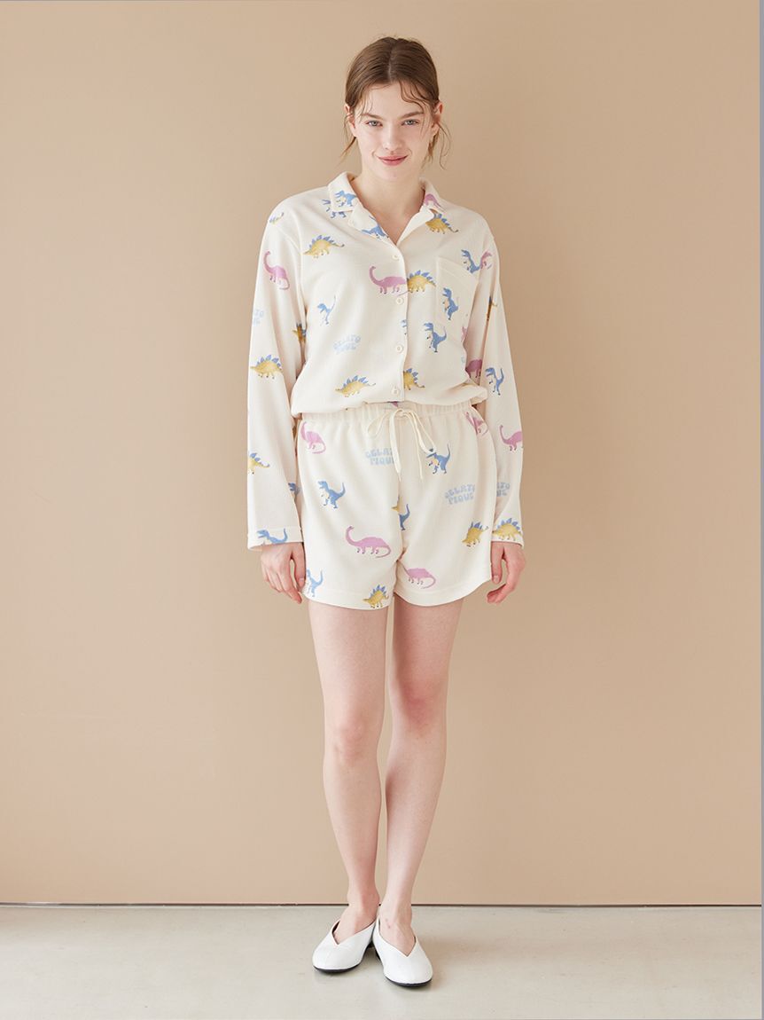 gelato pique「ダイナソー柄ワッフルオールインワン」|ルームウェア|