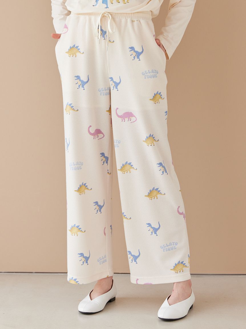 gelato pique「ダイナソー柄ワッフルロングパンツ」|ルームウェア|