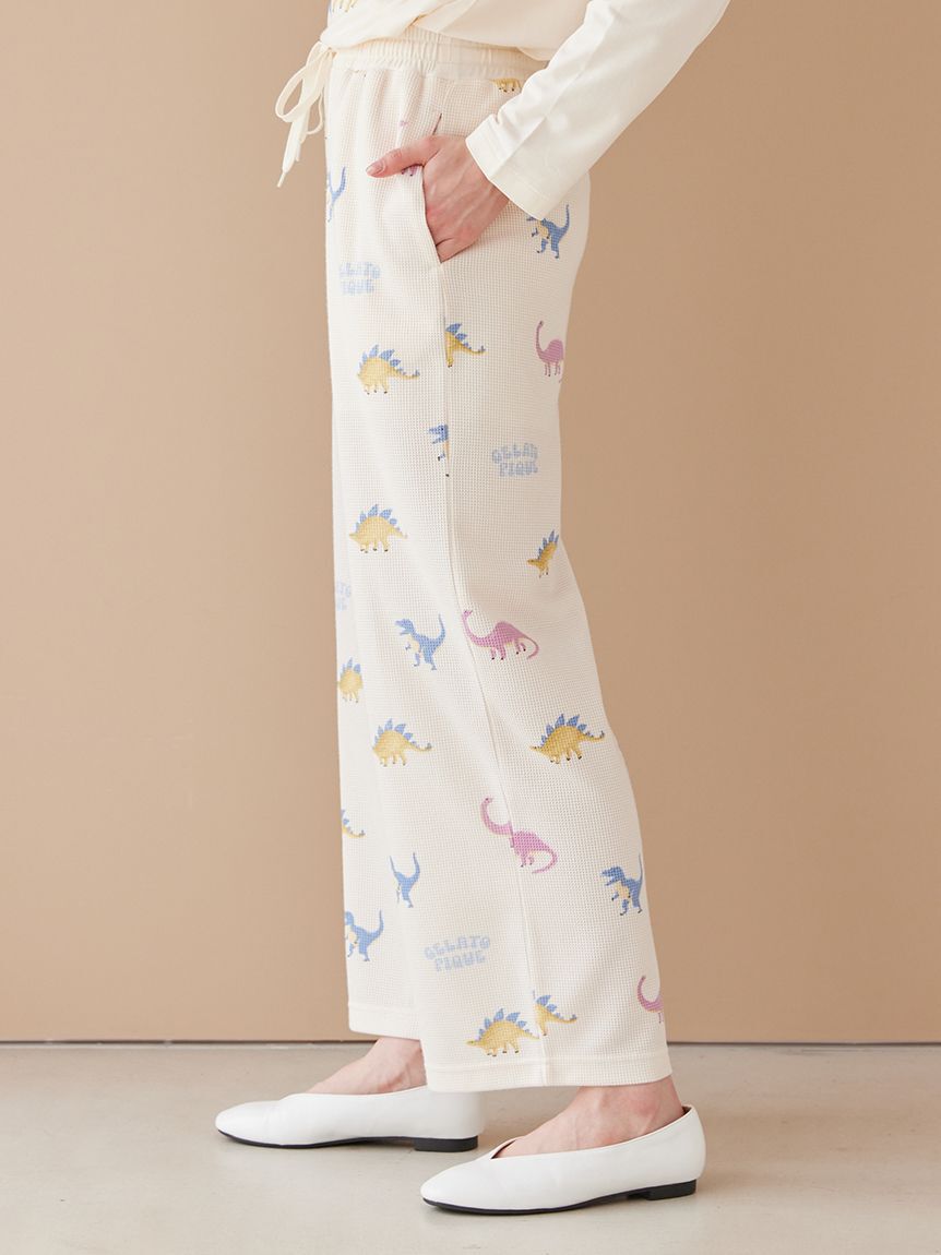 gelato pique「ダイナソー柄ワッフルロングパンツ」|ルームウェア|