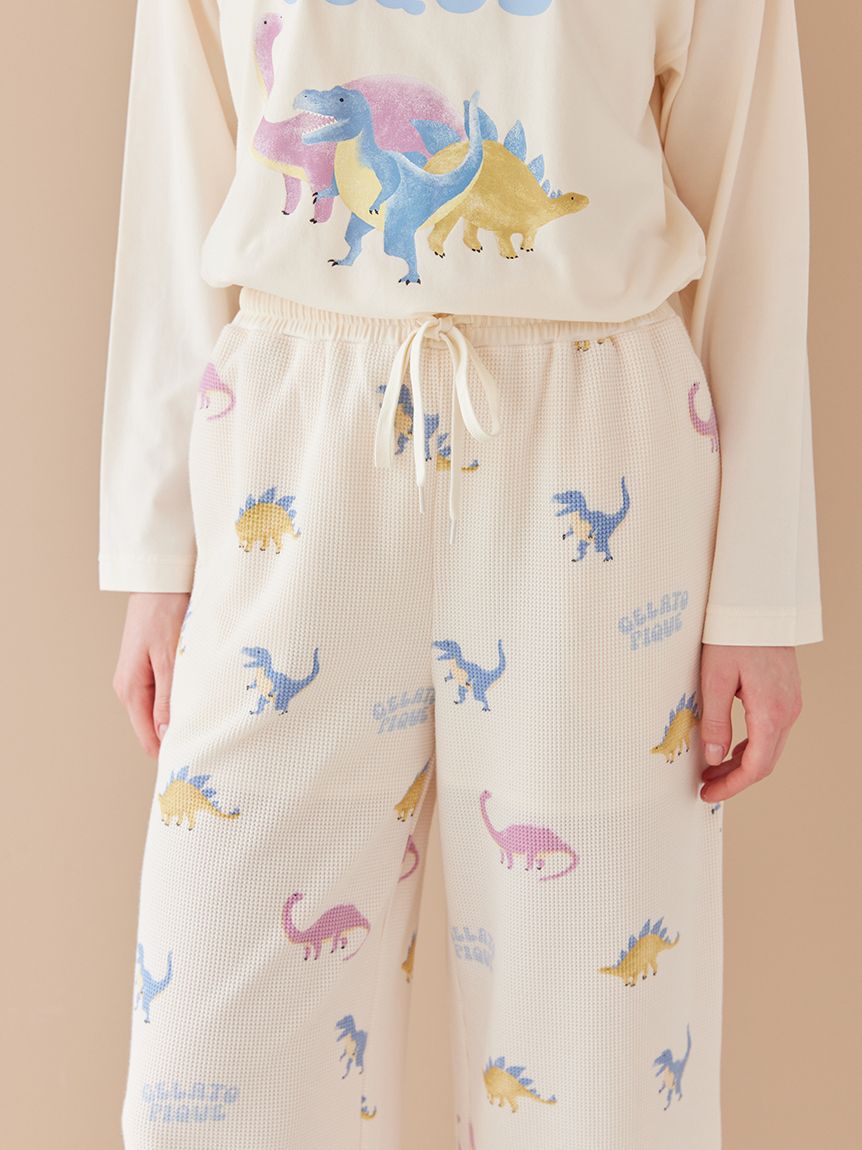 gelato pique「ダイナソー柄ワッフルロングパンツ」|ルームウェア|