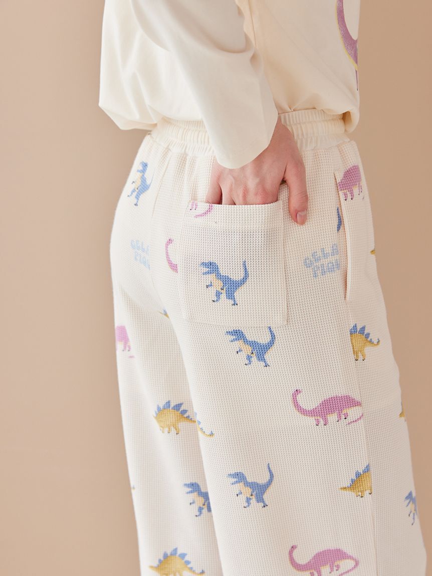 gelato pique「ダイナソー柄ワッフルロングパンツ」|ルームウェア|