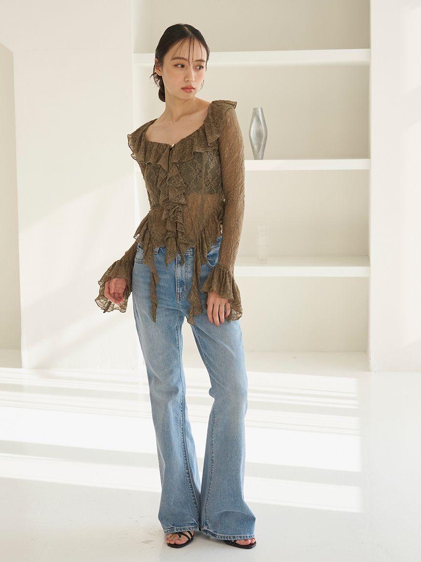 SNIDEL「カットレースフリルプルオーバー」|Tシャツ・カットソー|