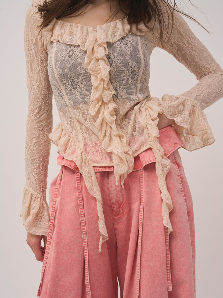 SNIDEL「カットレースフリルプルオーバー」|Tシャツ・カットソー|