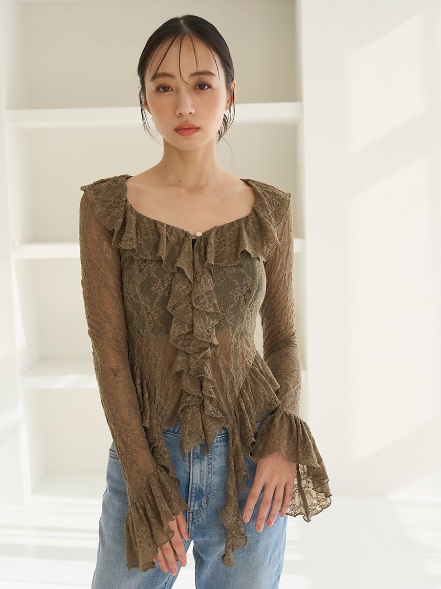 SNIDEL「カットレースフリルプルオーバー」|Tシャツ・カットソー|KKI