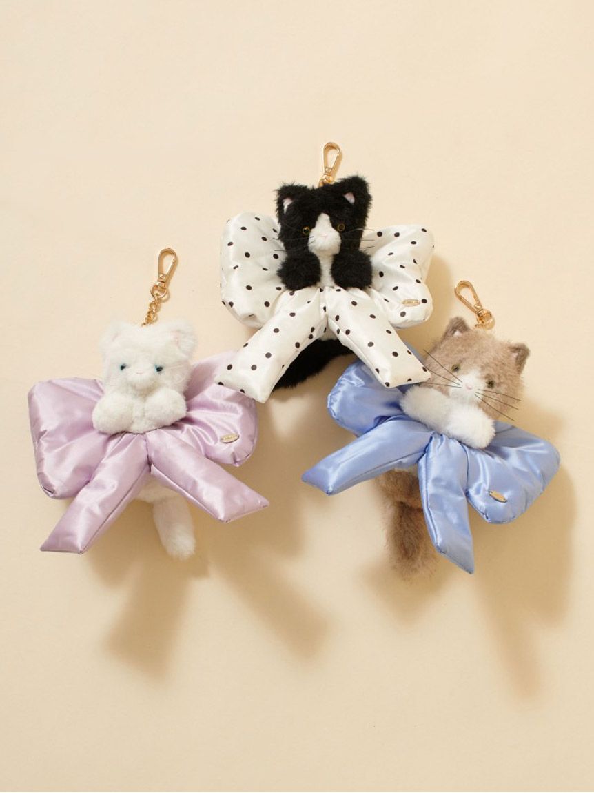 SNIDEL「リボンシュシュキャットチャーム」|キーケース|