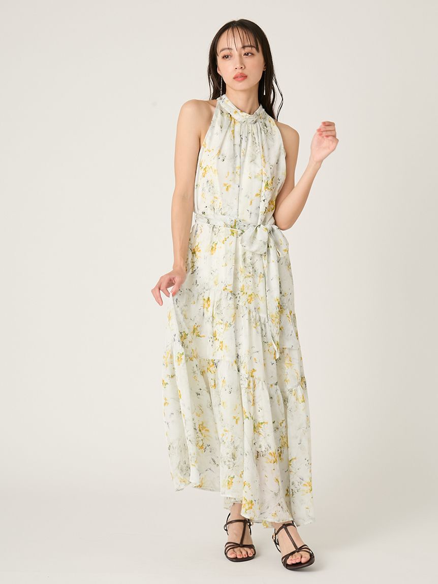 FRAY I.D「ホルターネックシアープリントワンピース」|ワンピース|