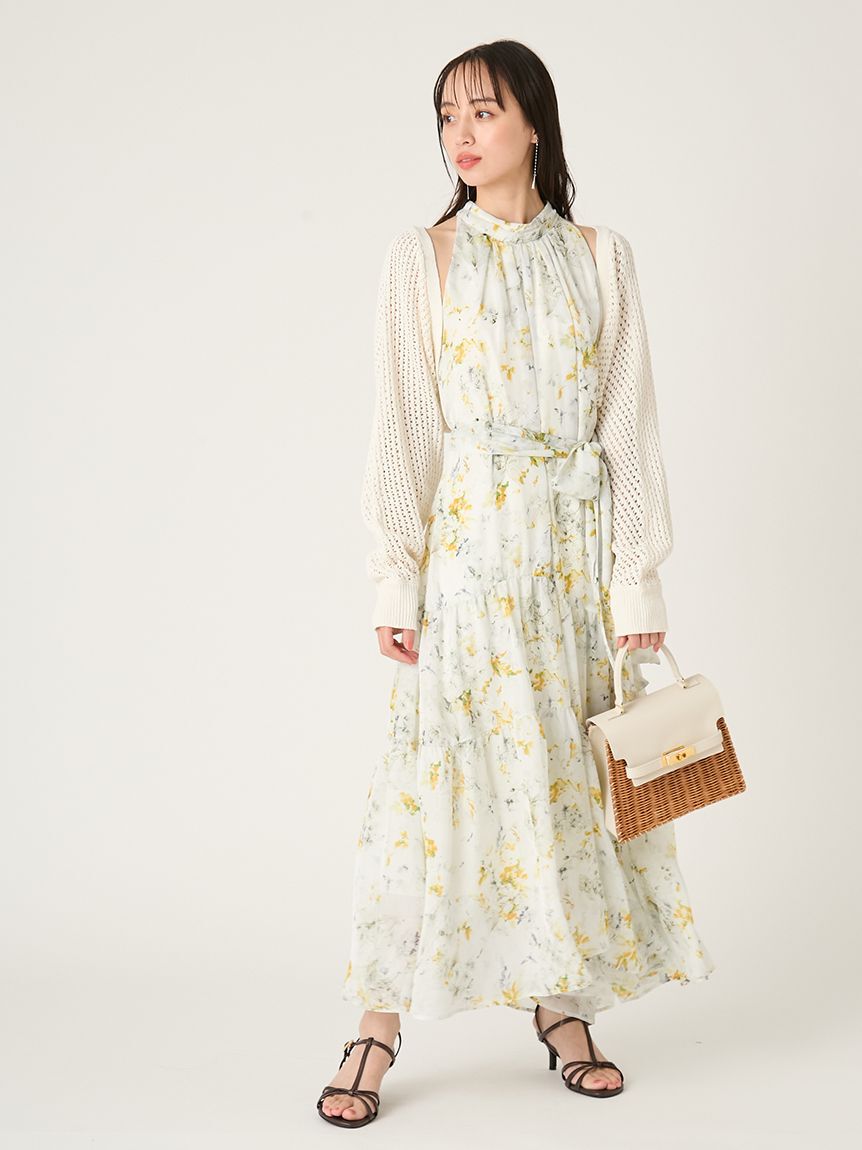 FRAY I.D「ホルターネックシアープリントワンピース」|ワンピース|