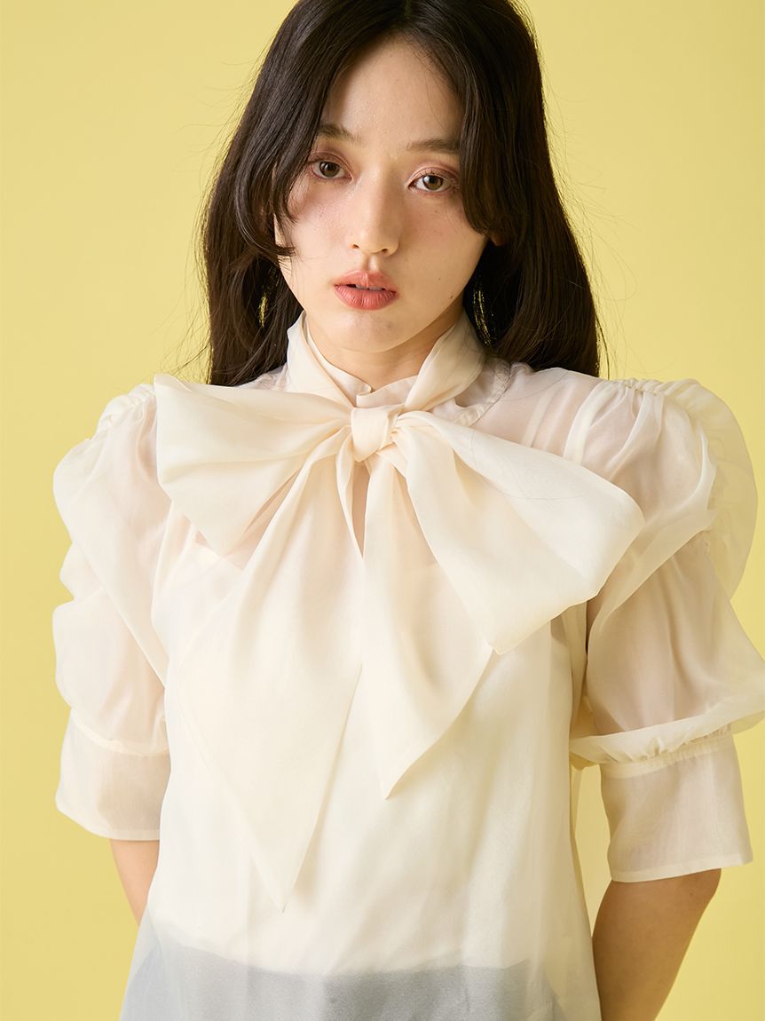 LILY BROWN「オーガンザボウタイブラウス」|シャツ・ブラウス|
