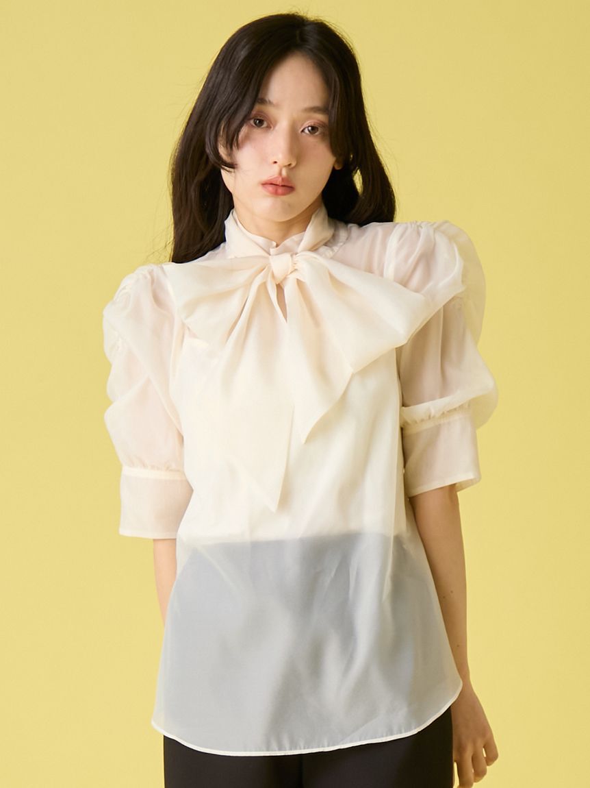 LILY BROWN「オーガンザボウタイブラウス」|シャツ・ブラウス|