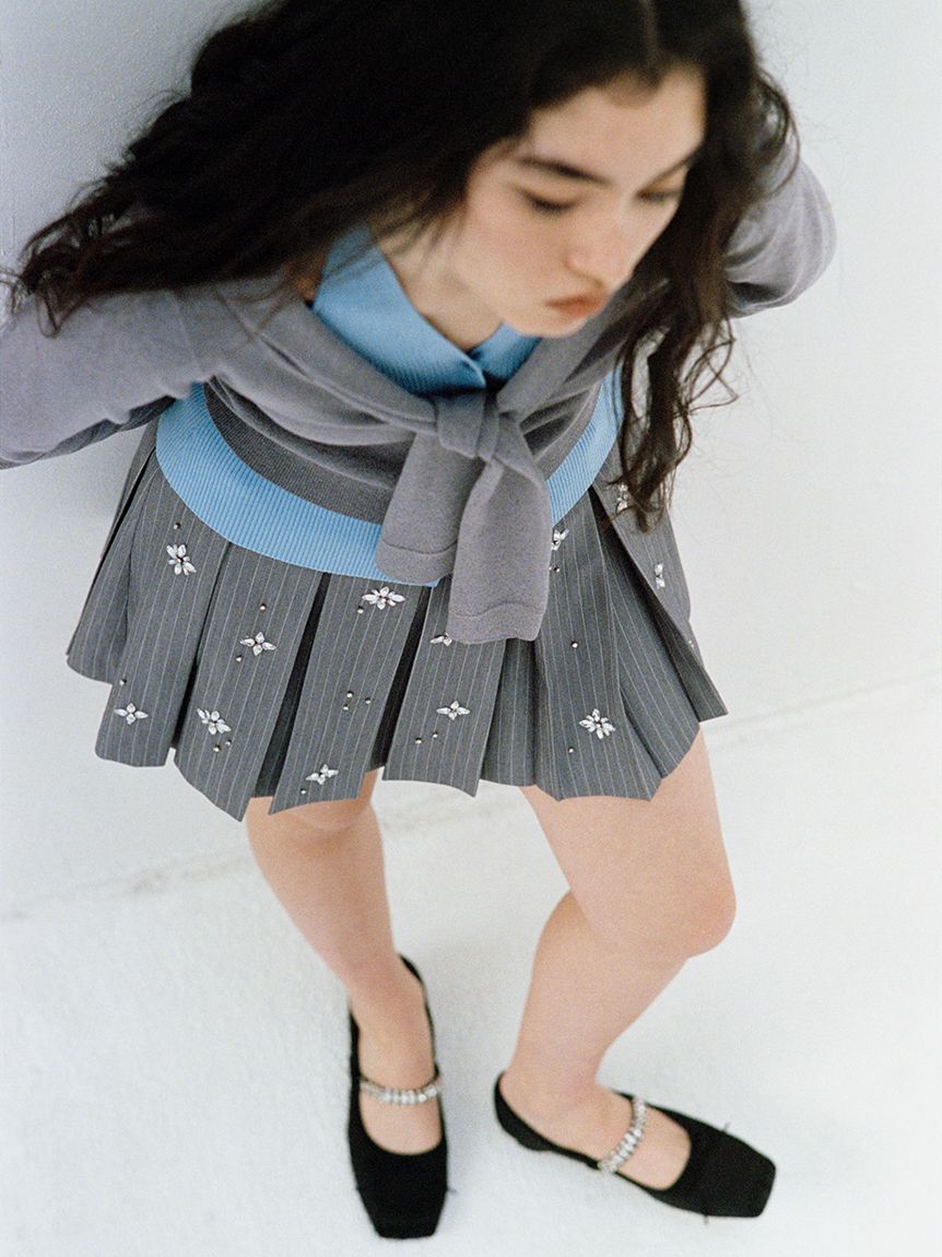 LILY BROWN「[L.B CANDY STOCK]フラワービジュープリーツスカショーパン」|スカート|