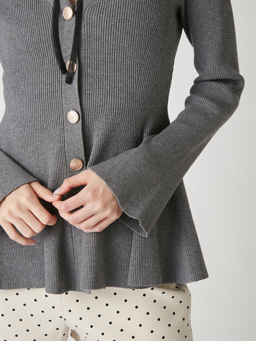 LILY BROWN「シャツディテールペプラムカーデ」|カーディガン|