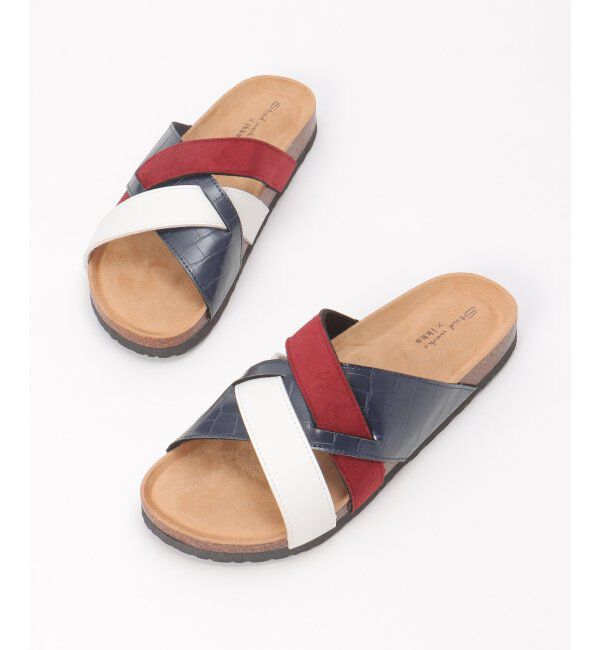 ikka「切り替えクロスクロコベルトサンダル」|その他|ネイビーブルー