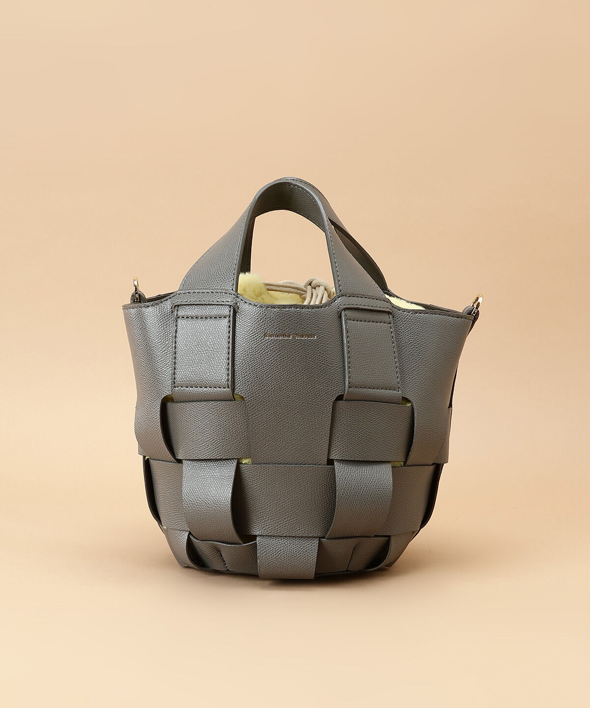 Samantha Thavasa「ファー巾着付きメッシュバッグ」|ハンドバッグ|グレー