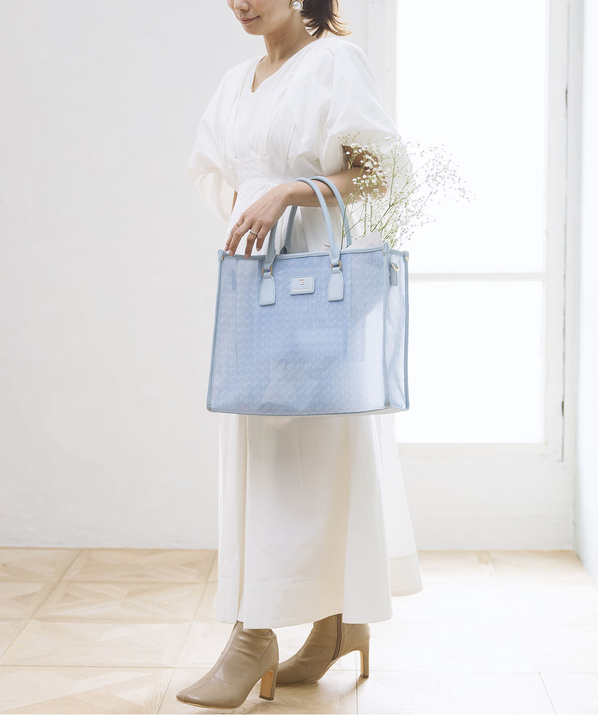 Samantha Thavasa「ジャガードプリント チュールトートバッグ 大サイズ」|トートバッグ|