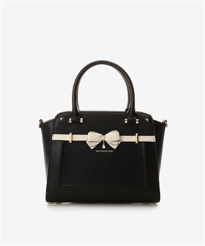 Samantha Vega「バイカラーアクセントリボンハンドバッグ」|ハンドバッグ|ブラック