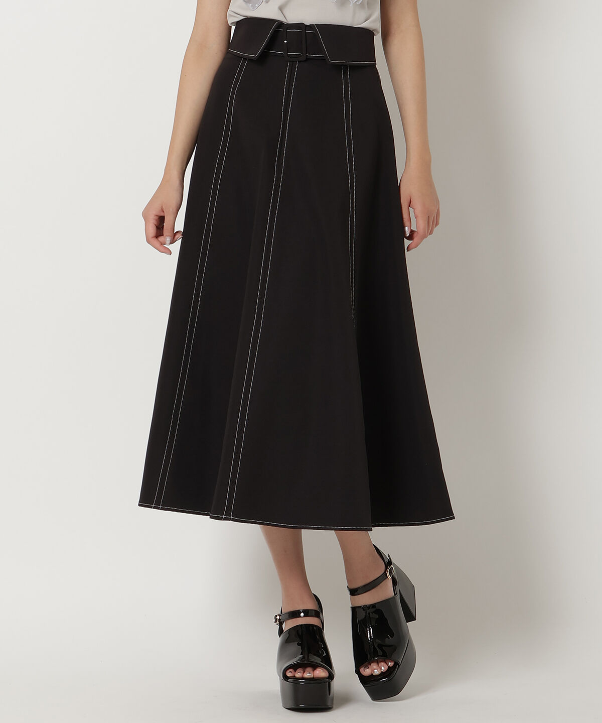 REDYAZEL「ステッチカラーフレアスカート」|フレア|