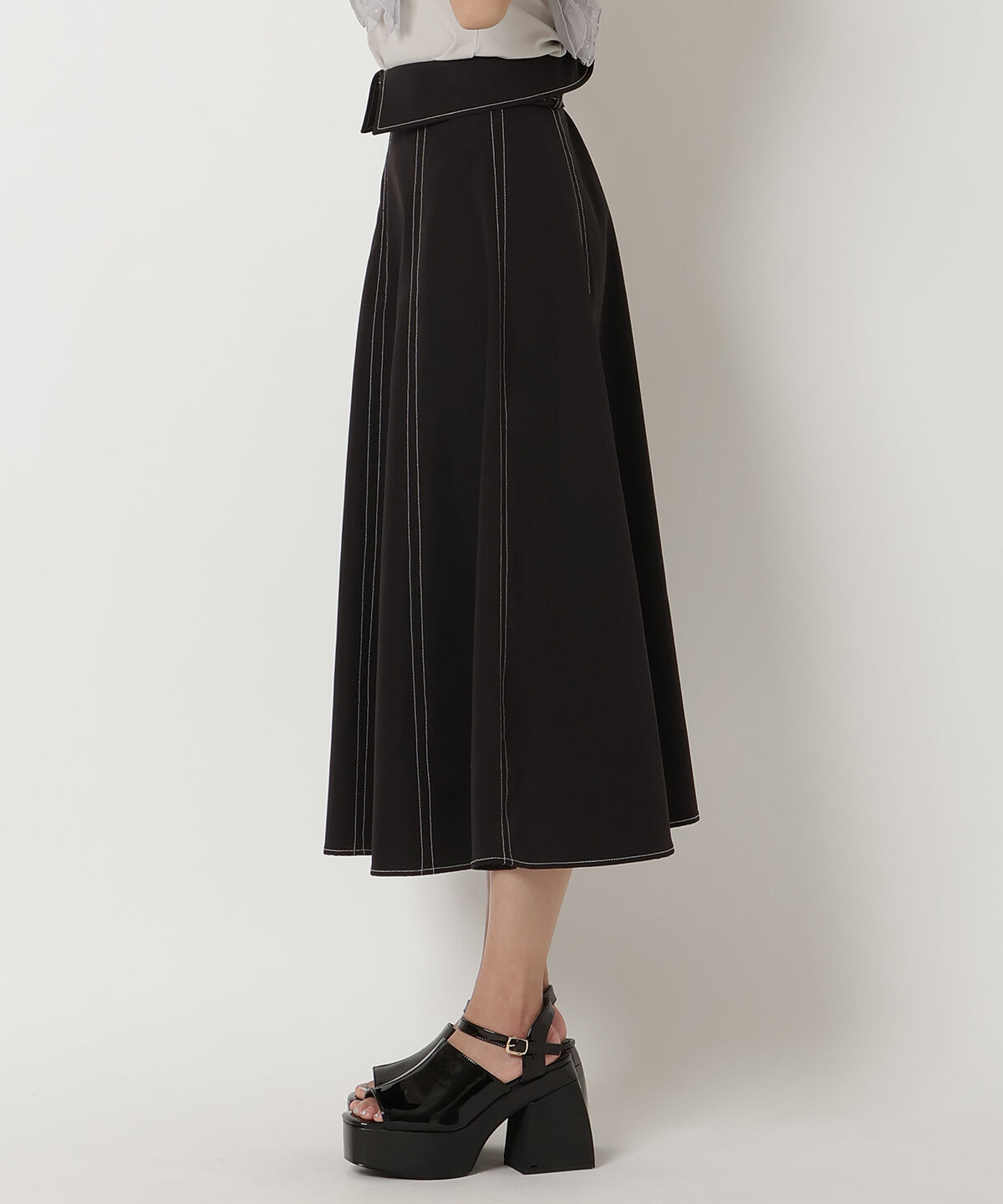 REDYAZEL「ステッチカラーフレアスカート」|フレア|