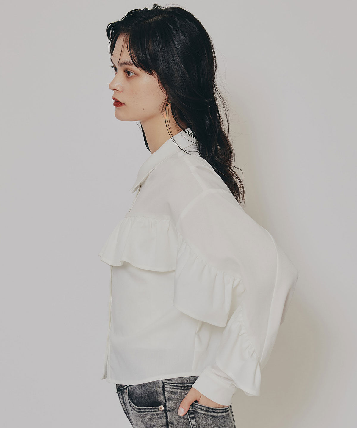 REDYAZEL「フリルラインストライプブラウス」|シャツ・ブラウス|