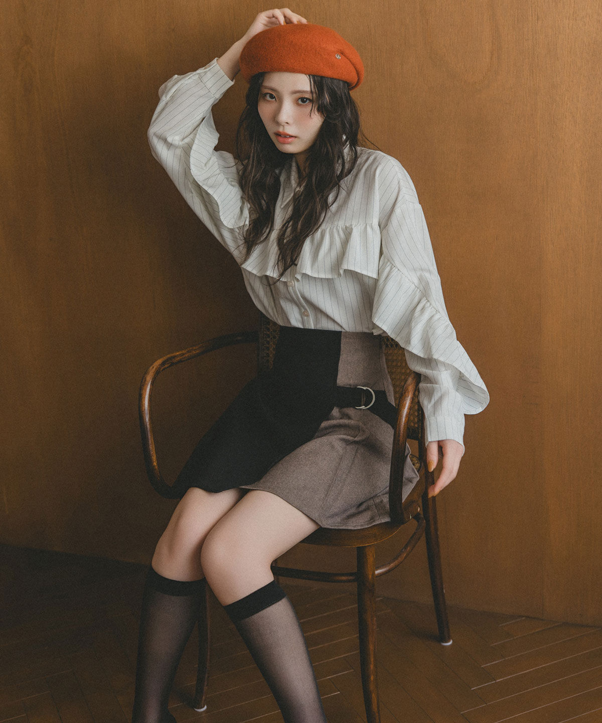 REDYAZEL「フリルラインストライプブラウス」|シャツ・ブラウス|