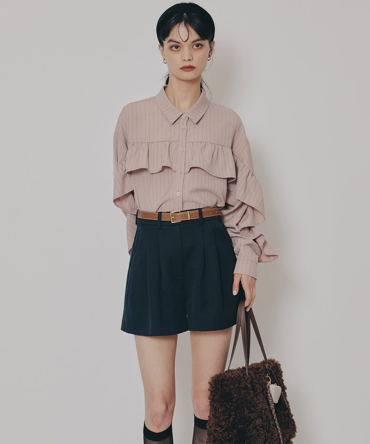 REDYAZEL「フリルラインストライプブラウス」|シャツ・ブラウス|