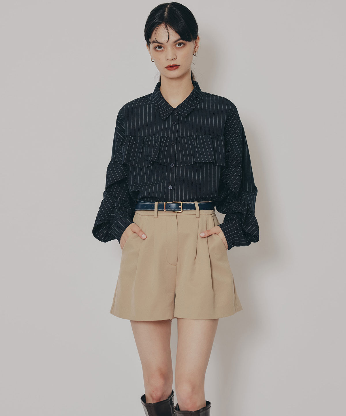 REDYAZEL「フリルラインストライプブラウス」|シャツ・ブラウス|
